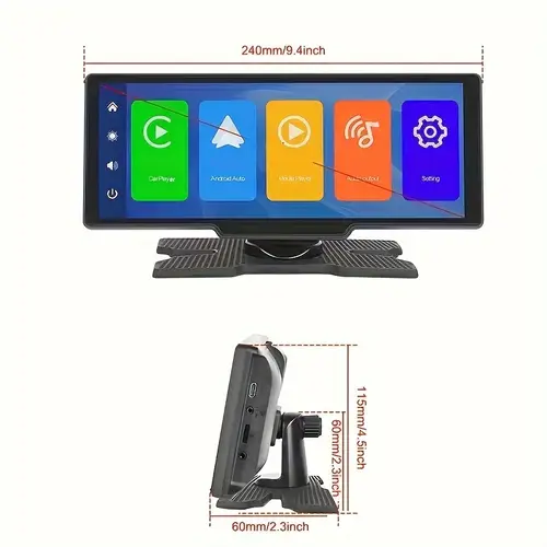 inch large car screen 4k ultra clear supports bt wireless to phone for carplay android auto has reversing assistance music vid entertainment navigation call answering ideal for all cars like sedans off suvs rvs without battery