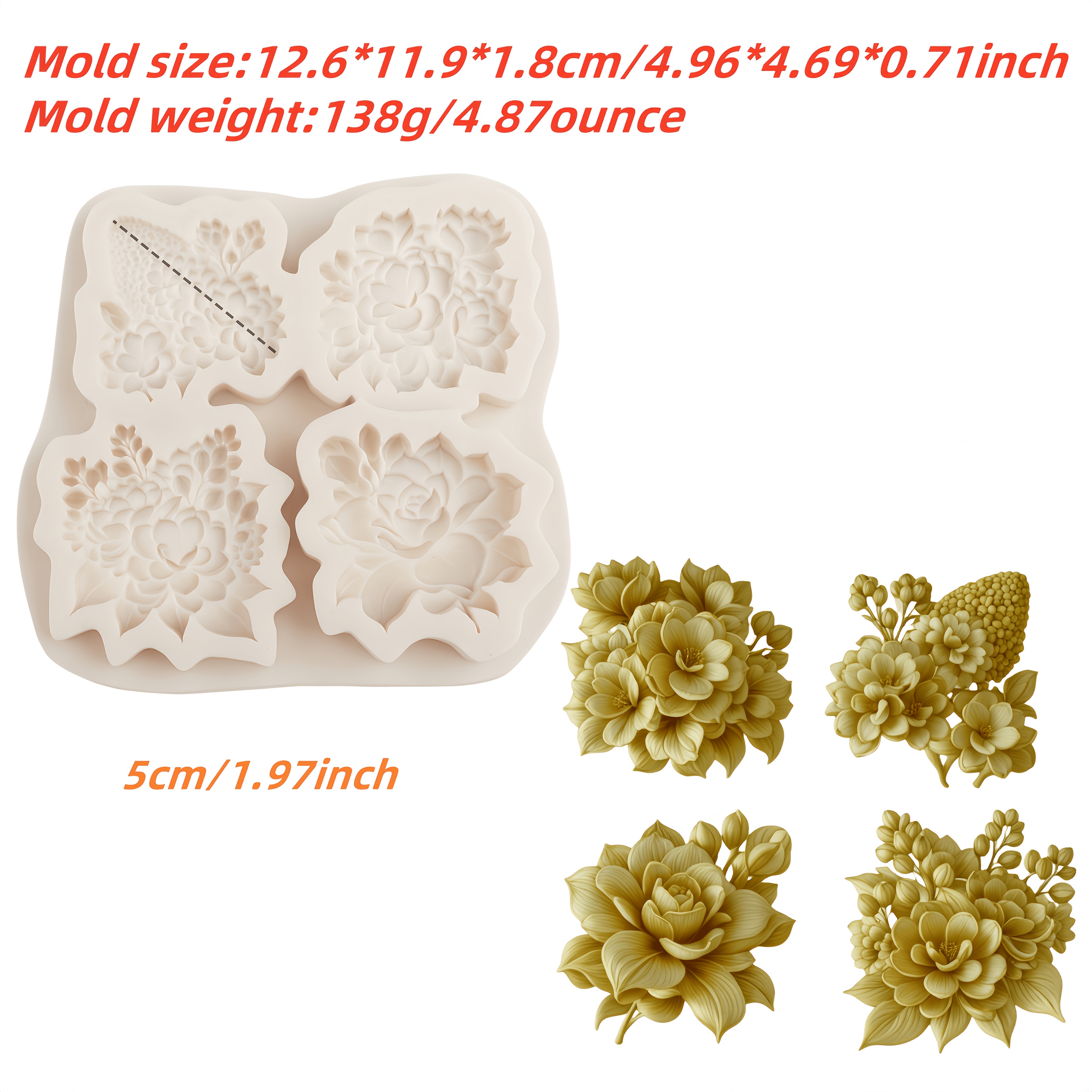 Image of 1pc Elegant Purple Floral Silicone Mold For Diy Crafts - Ideal For Cake, Dessert, Chocolate, Candy, And Fondant Molds, Handcrafted Artisanal Treats, Cake Decorating Supplies