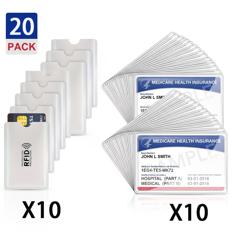 TEMU 20pcs Clear Pvc Protective Sleeves And Rfid Blocking Card Holders Combo, For Credit Id Socialsecurity Cards, Soft Waterproof, Portable Durable,