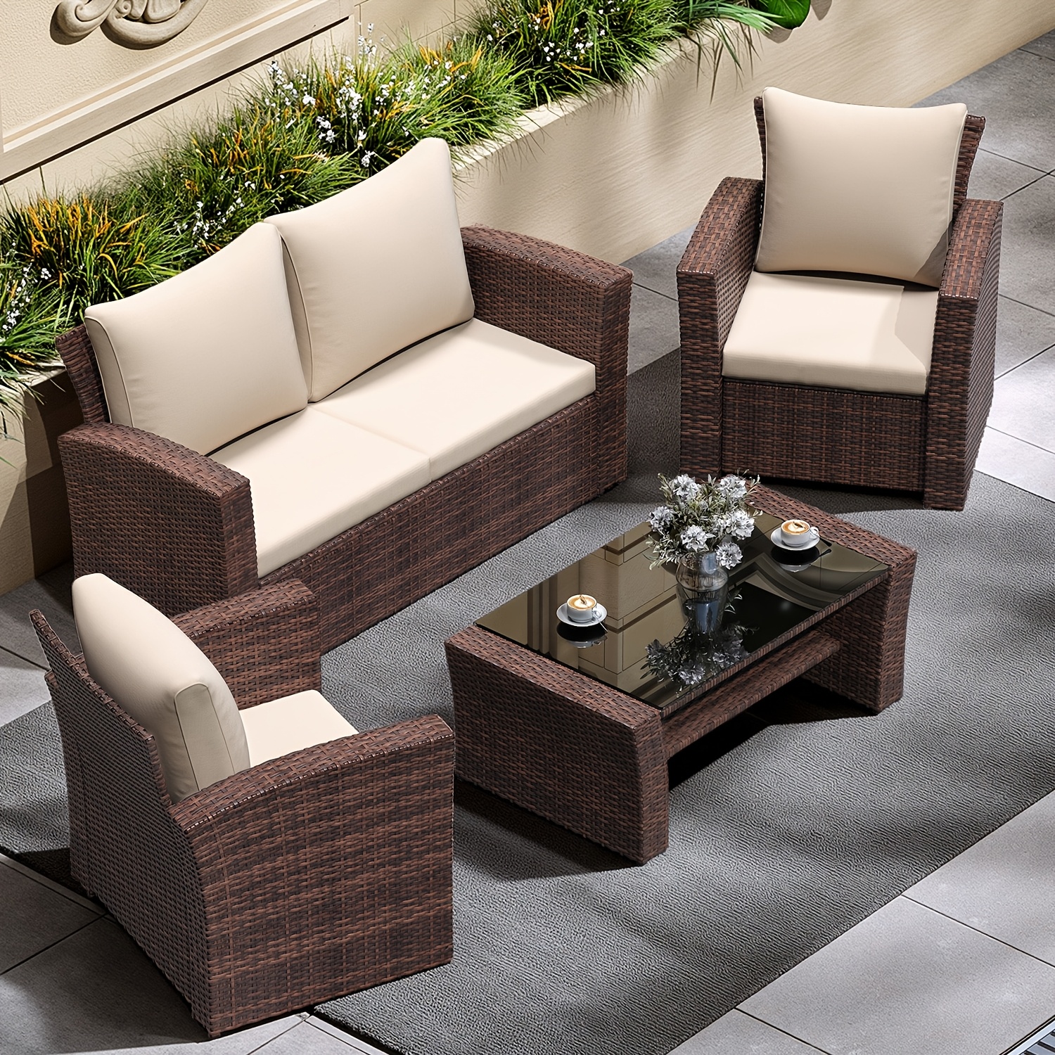 ROYALCRAFT 4-Piece Wicker Patio Set