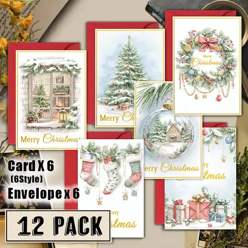 Aazon.co : Paper Play Erry Christas Cards Boxed With Envelopes 4x6 Inches Bulk Pack, Set Of