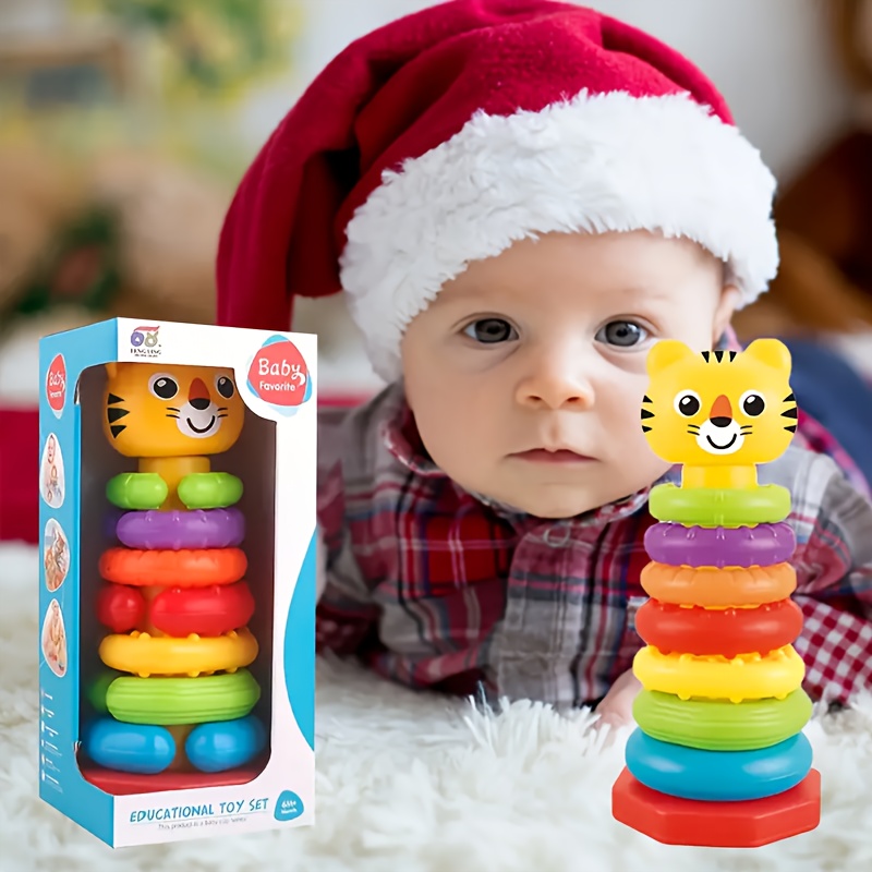 Colorful Stacking Educational Toy for Toddlers with Animal Prints