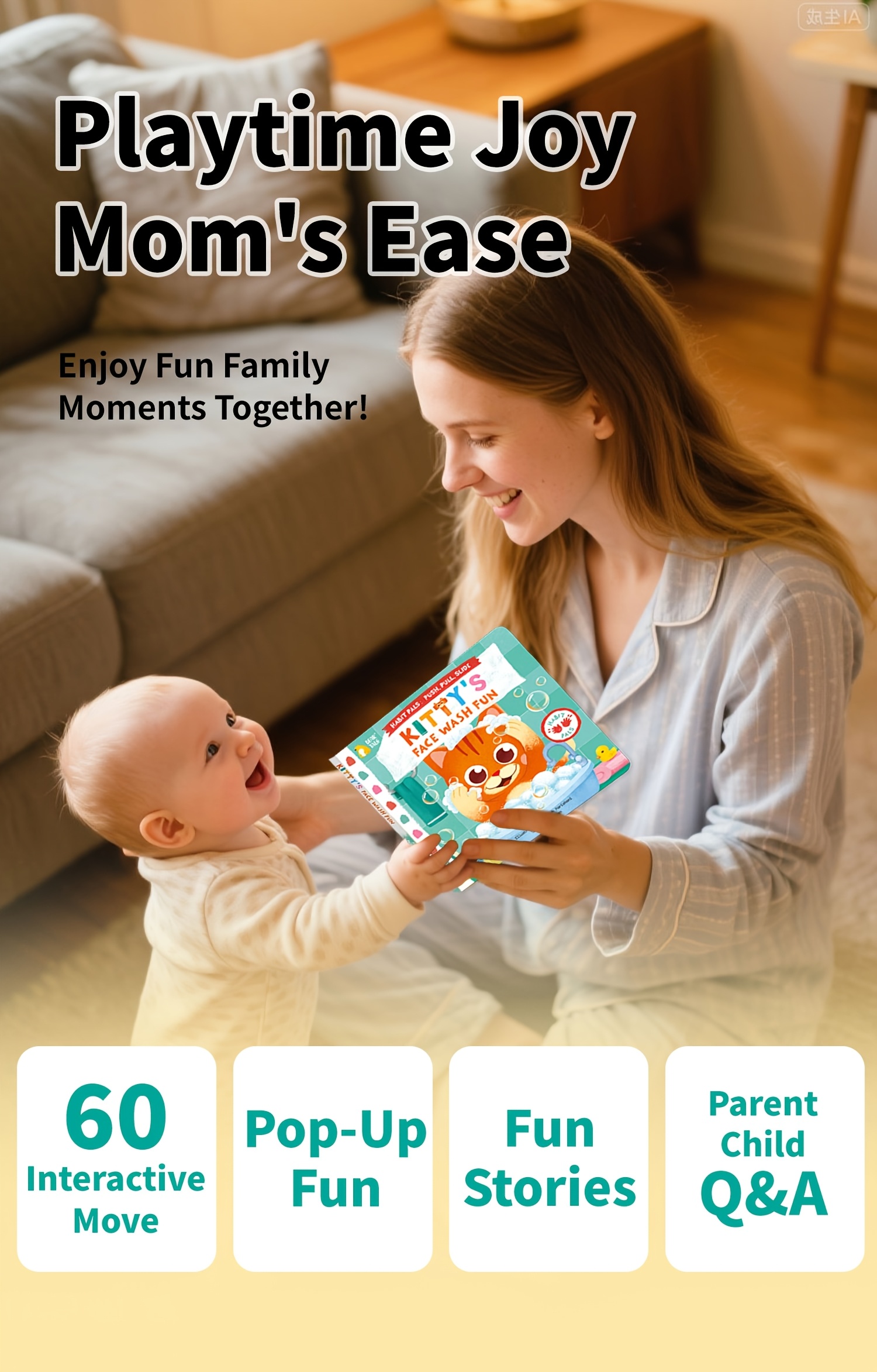 Kitty themes Discovery Book, Sliding page design, Interactive reading, Early enlightenment cognition, hand-eye coordination training, safe materials, for babies, Christmas, New Year, Birthday Gift Learning Book, Bear Tale, Best for Christmas