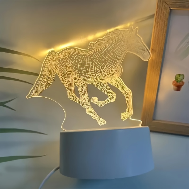 

3d Horse Illusion Led Lamp, Usb Powered Decorative Night Light With Color Changing Feature For Home Decor, No Battery Required - Ideal Gift For Friends And Family