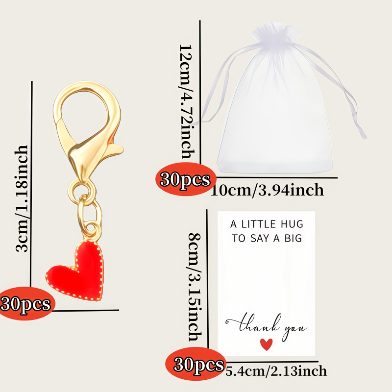 E-shop Geschenk für Sie/Ihn 90-teiliges goldenes Tränen-Tropfen-Schlüsselanhänger-Set, roter Herz-Anhänger, Kopfhörer-Ornament, Zusätze, leichter