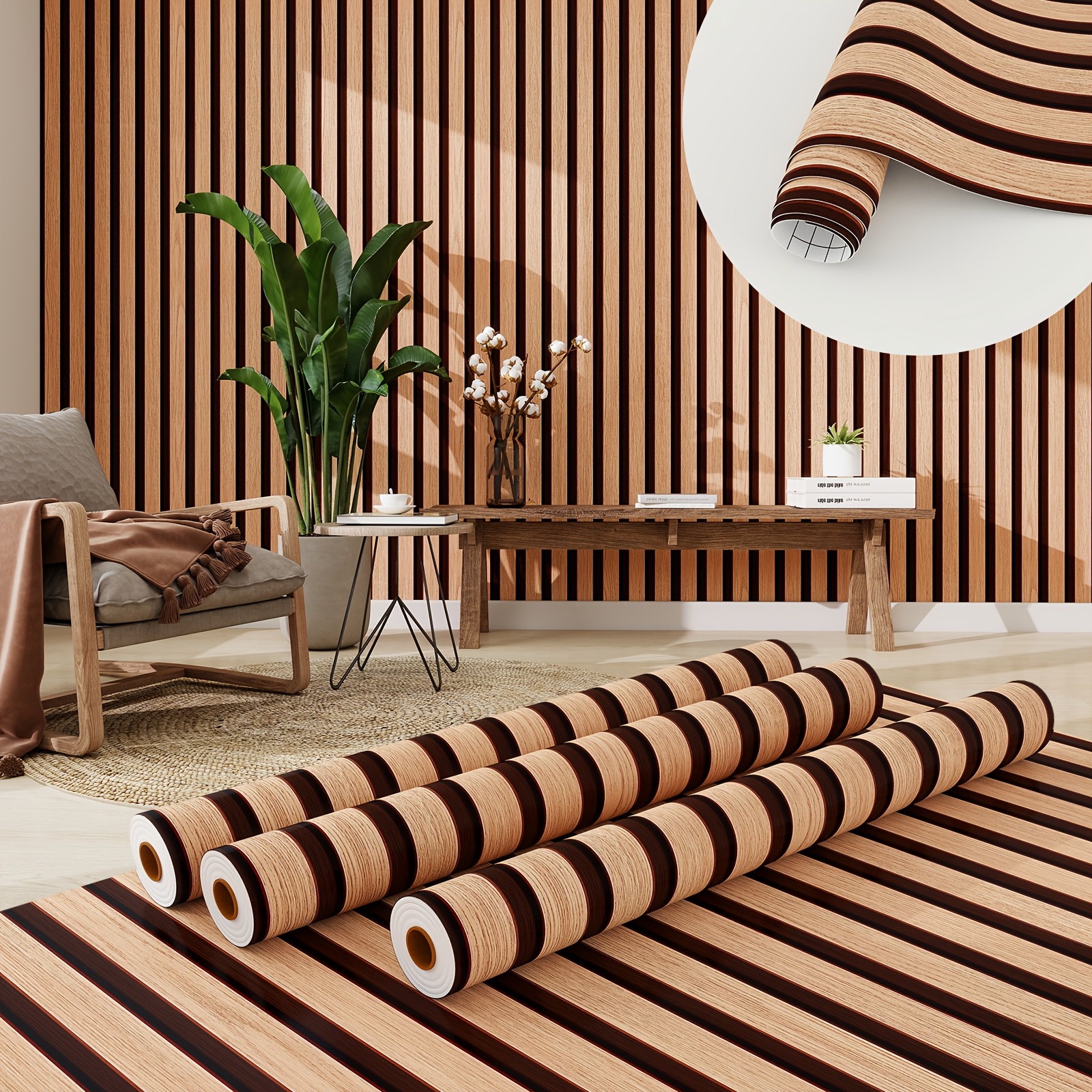 Image of 3 Rolls 0.12mm Thick Wood Grain Household Decorative Pvc Stickers - Peel And Stick, Random Cut, Self-adhesive Wallpaper For Old Furniture Surface Changing Renovation