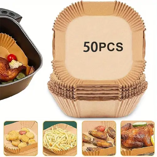 50 pack non stick air fryer liners square baking mats for easy roasting microwave cooking hanukkah thanksgiving valentines mothers day graduation durable paper material