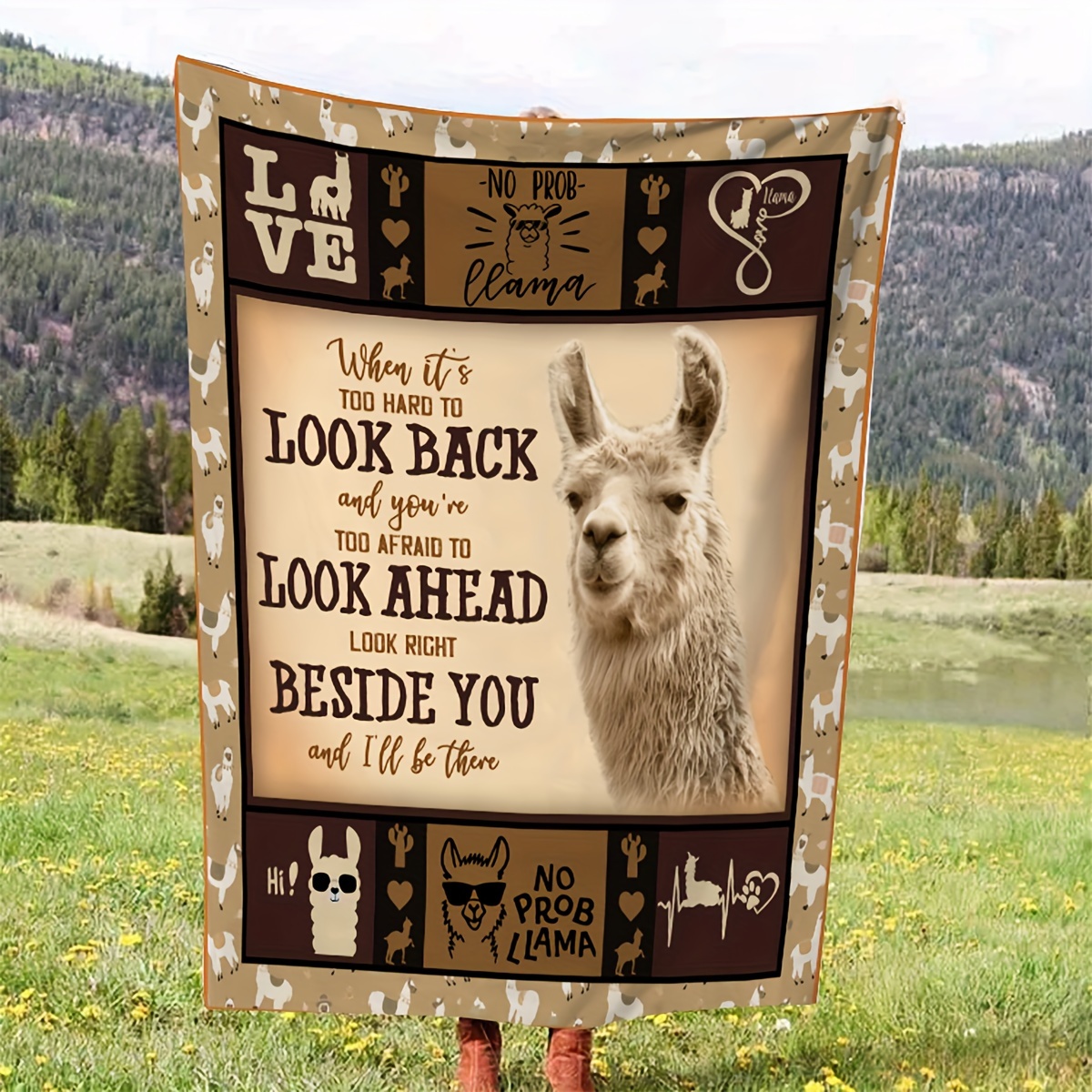 

1pc Gift Blanket For Friends Alpaca Creative Text Soft Blanket Flannel Blanket For Couch Sofa Office Bed Camping Travel, Multi-purpose Gift Blanket For All Season