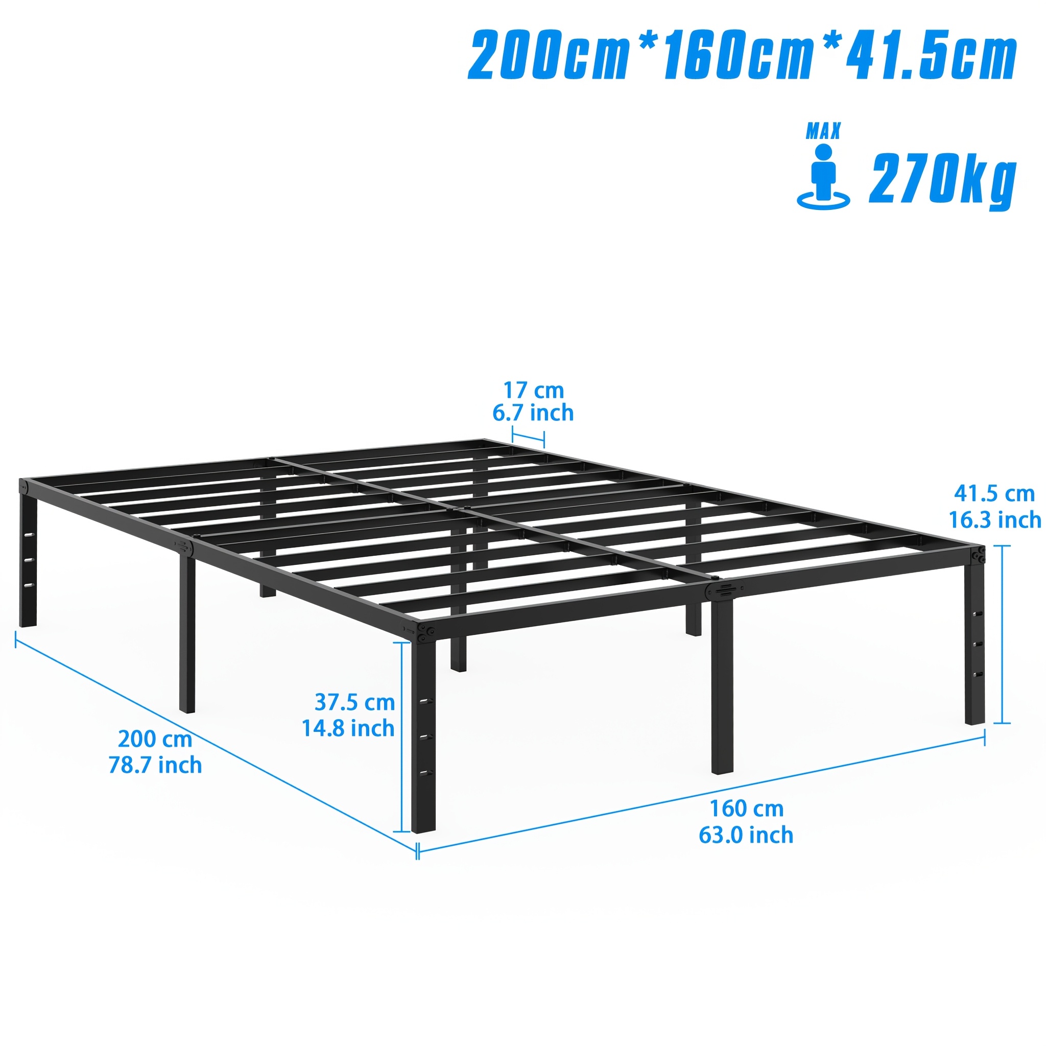 Image of Metal Bed 90x200cm 140x200cm Bed Frame Single Bed Double Bed Bedroom Bed