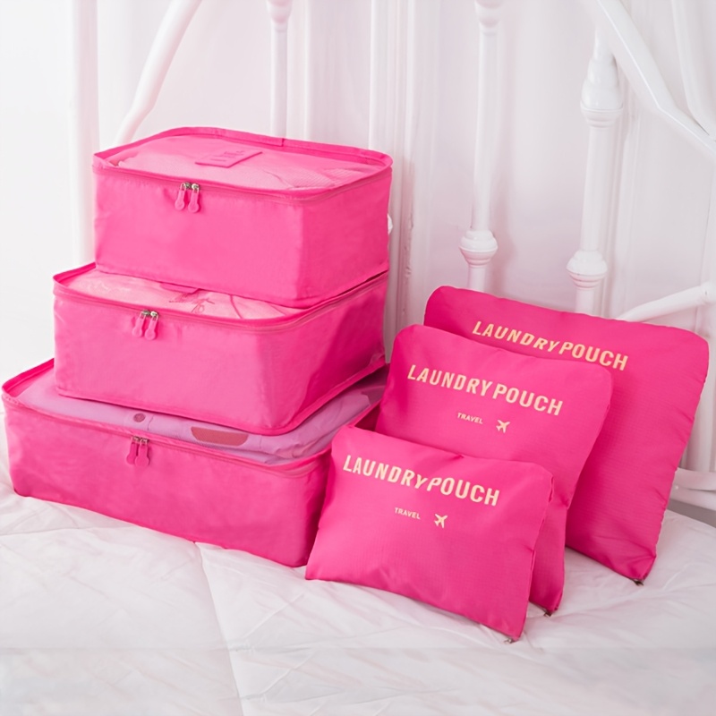 TEMU Ensemble de 6 grandes sacs de rangement en tissu Oxford, organisateur d'essentiels de voyage, organisateur de vêtements multifonctionnel pour