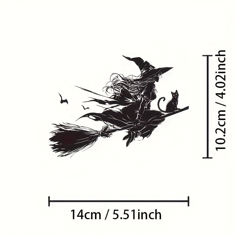 Broom Bat Halloween Design Stickers - Suitable For Cars, Trucks, , Laptops, Suitcases, Fenders, Windows, And Table Glass Printing