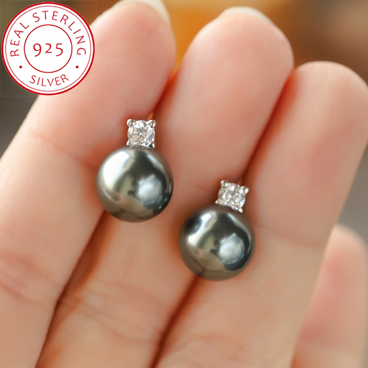 

Elegant S925 Sterling Silvery Stud Earrings With Pearl - Hypoallergenic, Casual Attire & Gifting