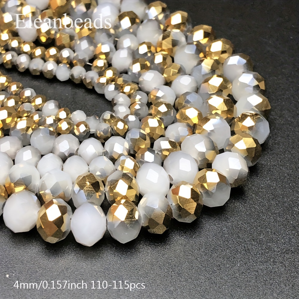 Image of 4/6/8mm High-quality Ab Face White Golden Synthetic Crystal Beads Beads Bulk Spacer Beads For Jewelry Making Additions
