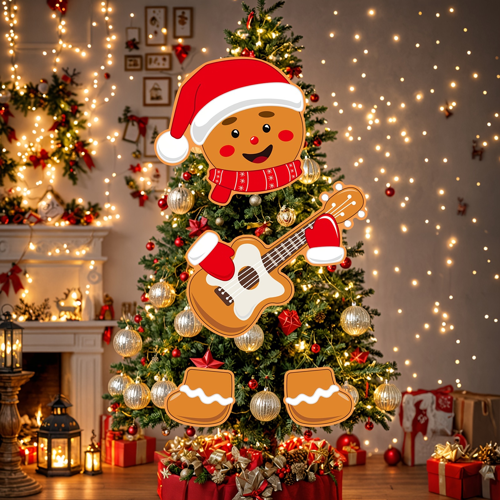 

Gingerbread For Man Christmas Tree Topper - Holiday Decor, No-power Wall-mounted Ornament For Indoor & Outdoor Use