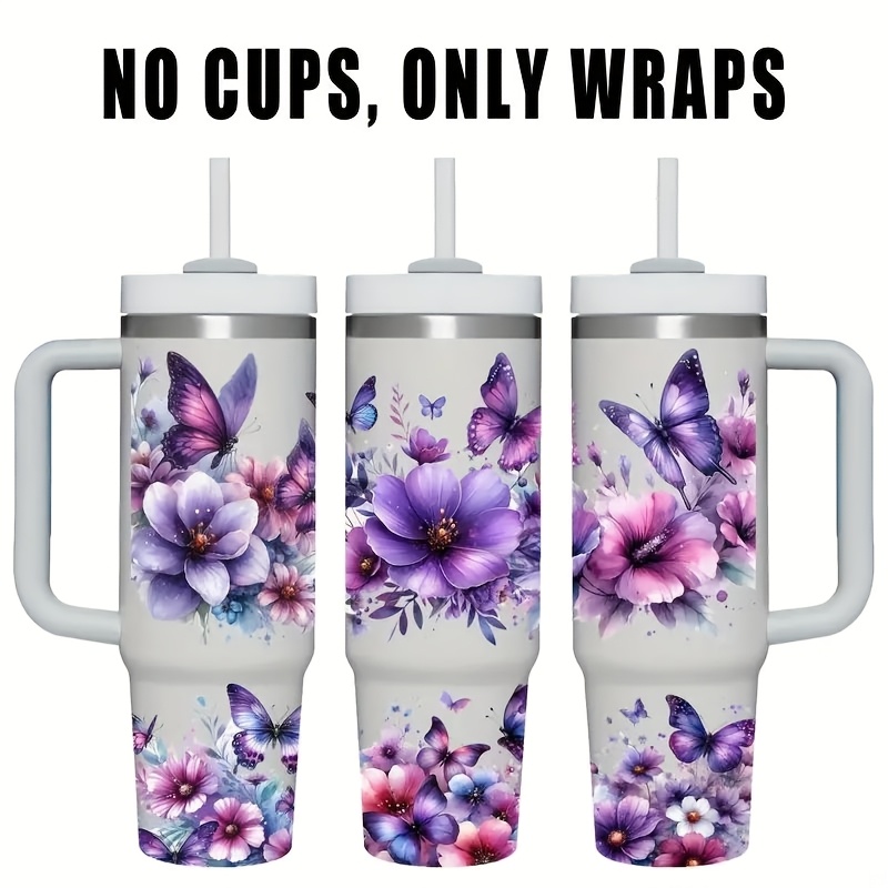 

1 Set Floral Diy Uv Transfer Transfer Paper Kit - Waterproof Pvc Self-adhesive Decals For 40oz Tumblers, Bottles, Laptops - Decorative Wrap