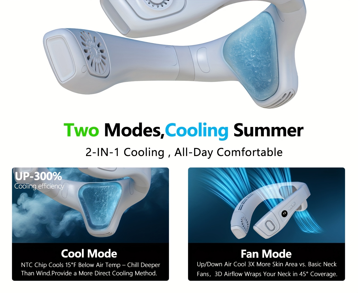 Neck Air Conditioner Portable, Up-down Airflow Portable Neck Fan, 360° Full-body Cooling Neck Fan, 5200mAh Rechargeable Neck Fan Air Conditioner with Large Cooling Plate, Neck Cooler, Cooling Plate, Neck Fan, Portable Fan, Large Airflow, Unisex Gift.