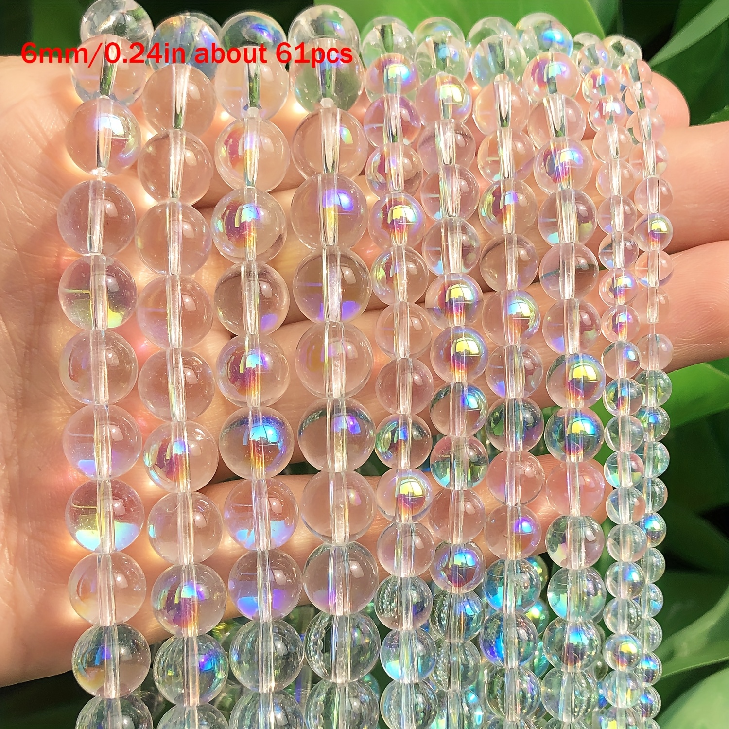 TEMU Cuentas de cristal de cuarzo AB de 4/6/8/10 mm, cuentas espaciadoras sueltas de piedra redonda transparente para hacer joyas, pulseras únicas,