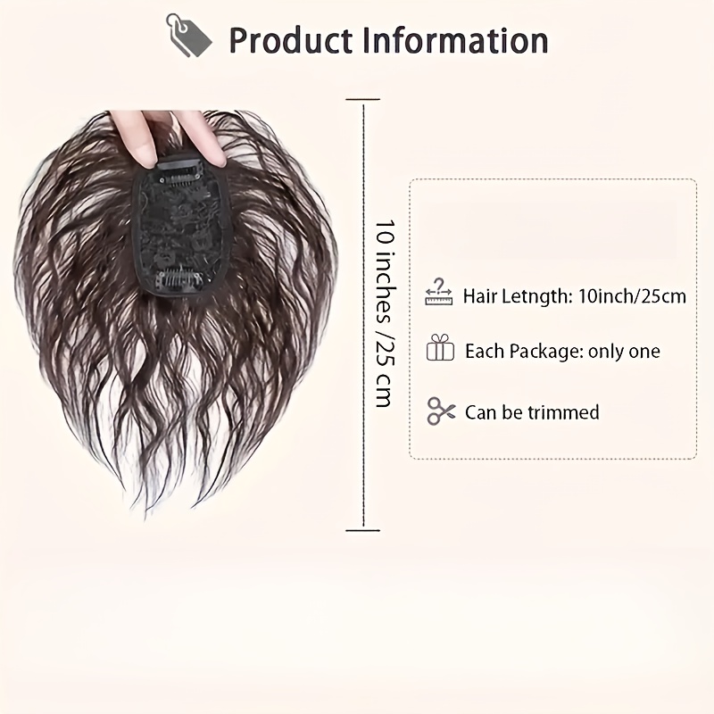 curly wave clip in hair topper for women corn perm style synthetic hairpiece with bangs   loose wave hairpiece for diverse hairstyles elegant brown water   versatile hair accessory stylish hairpiece natural look hairpiece details 1