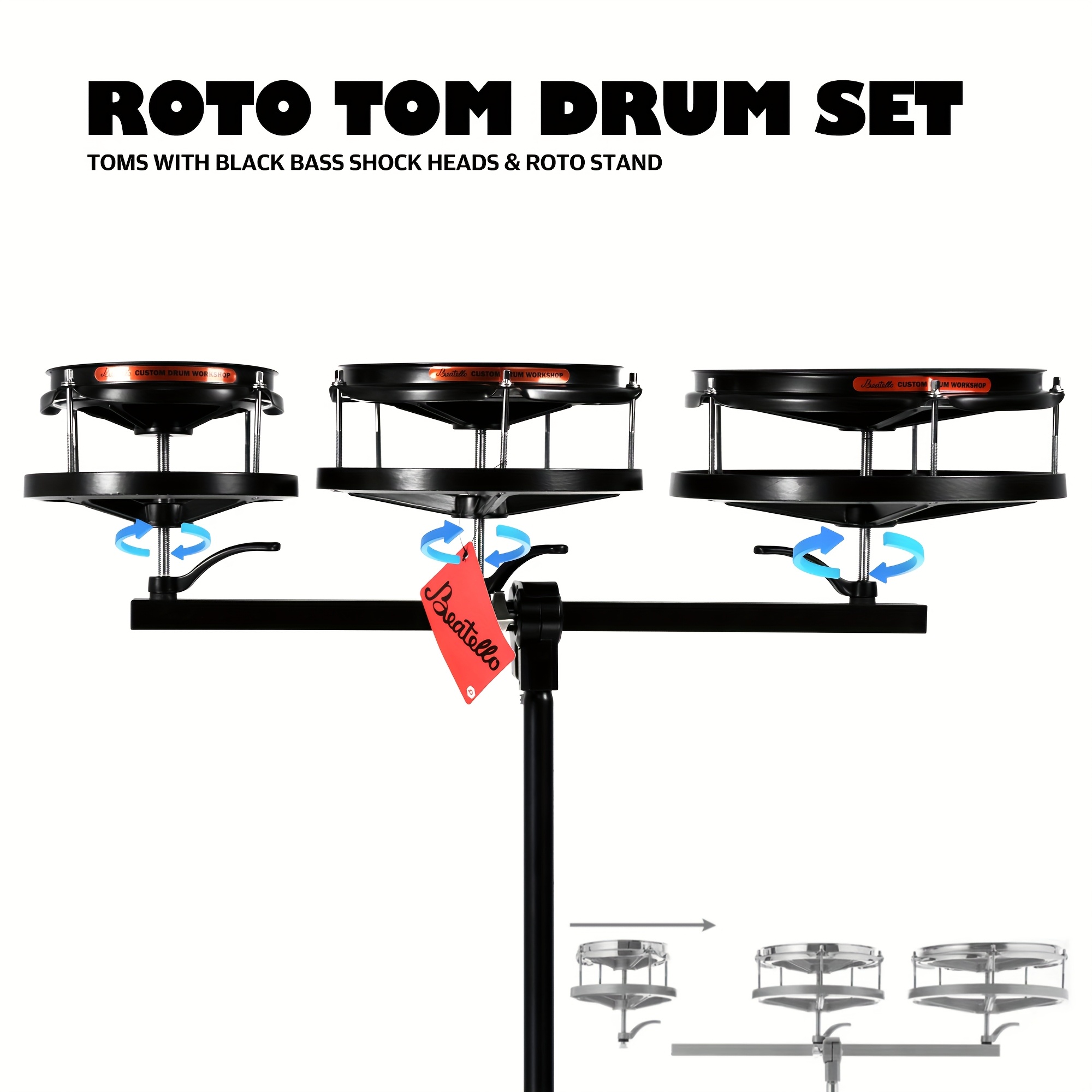 jbk drums   tom drum set   tuning without tools variable pitch diverse timbres quick installation three tom on a   stand adjustable height Product details 2