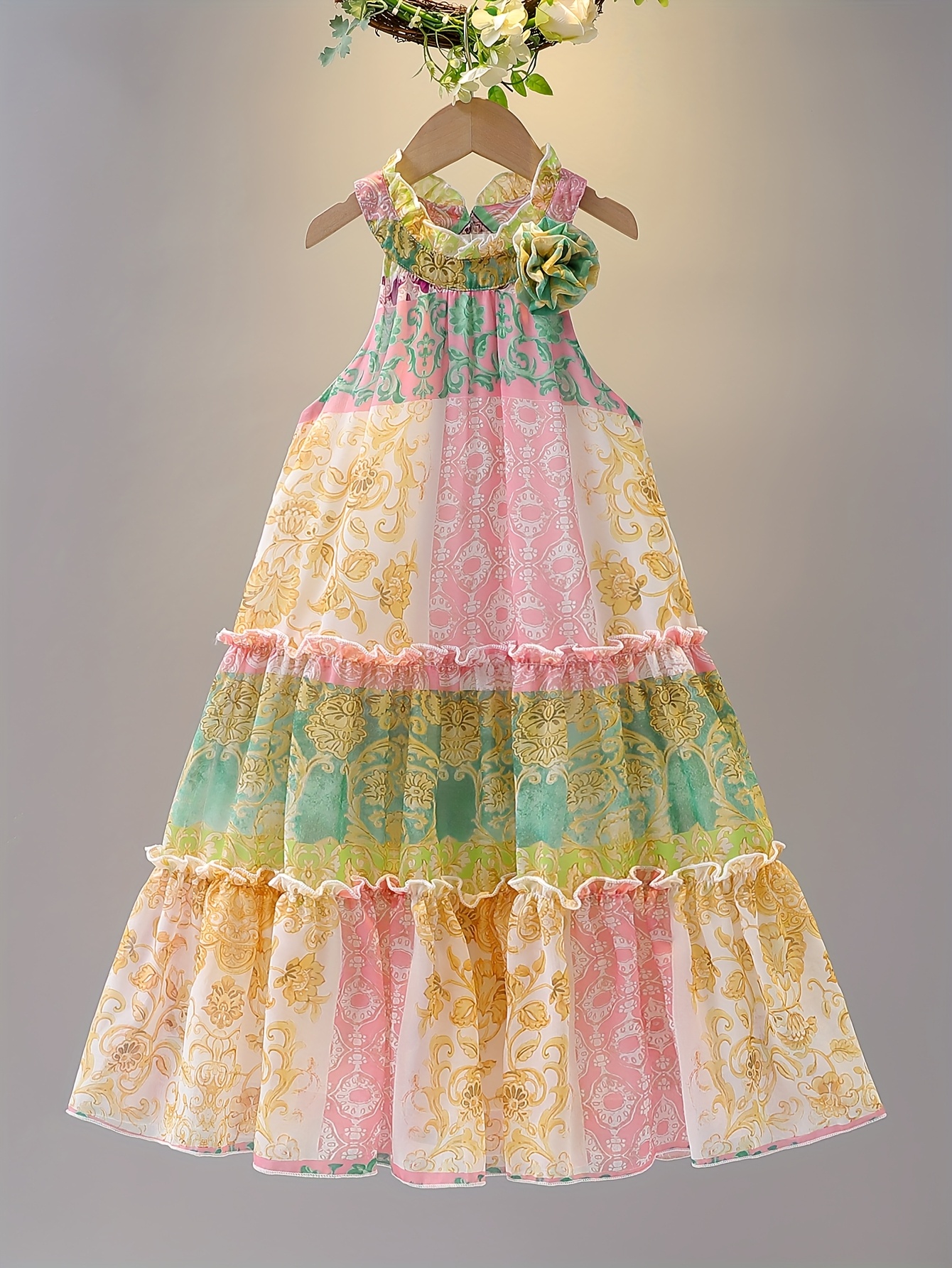 green emerald velvet dress Daniela Luxury 3D Lace Flower Girl Dress