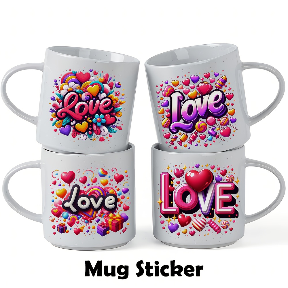 

12pcs Valentine's Day "love" , Uv Dtf Cup Transfer Paper, Waterproof Transfer , Suitable For Cups, Mugs, Bottles, Stationery And Other Crafts, Diy Art Supplies