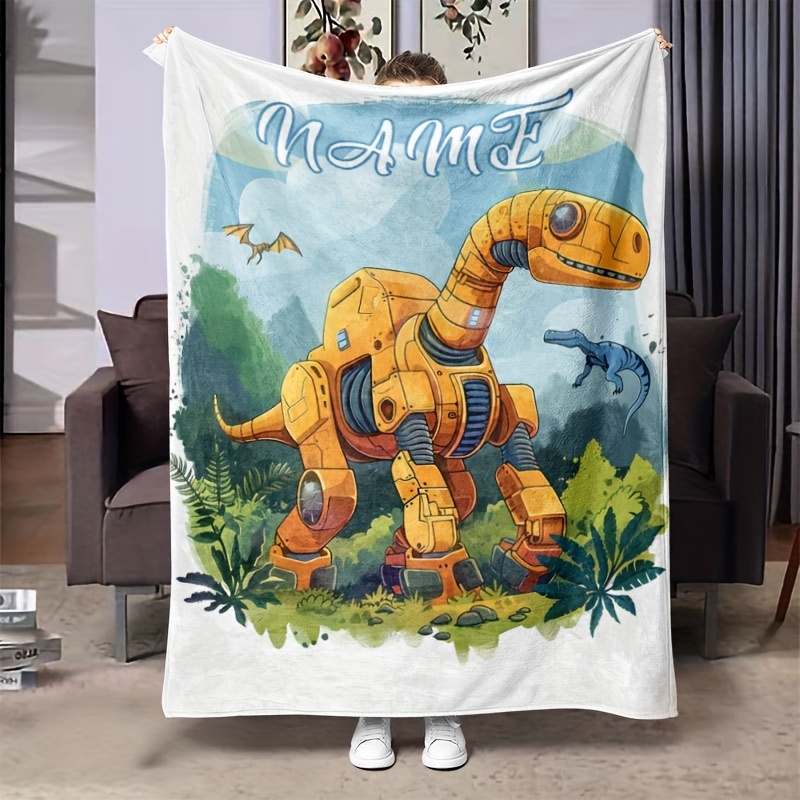Custom Name Personalized Machine Dinosaur Blanket Queen Size Temu