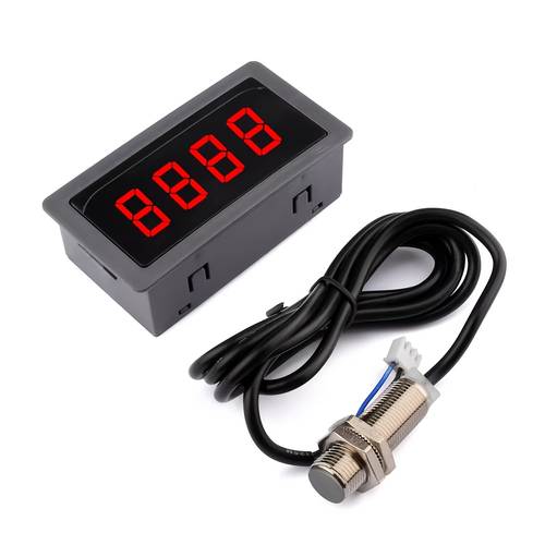 4 digit led display tachometer gauge npn 8 24 9999 speed meter hall switch sensor for lathe belt