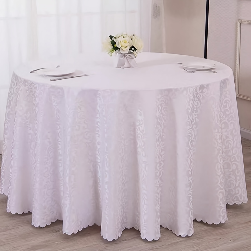 TEMU 1pc Floral Jacquard Burgundy Large Round Tablecloth, Suitable For Weddings, Valentine's Day And Hotels