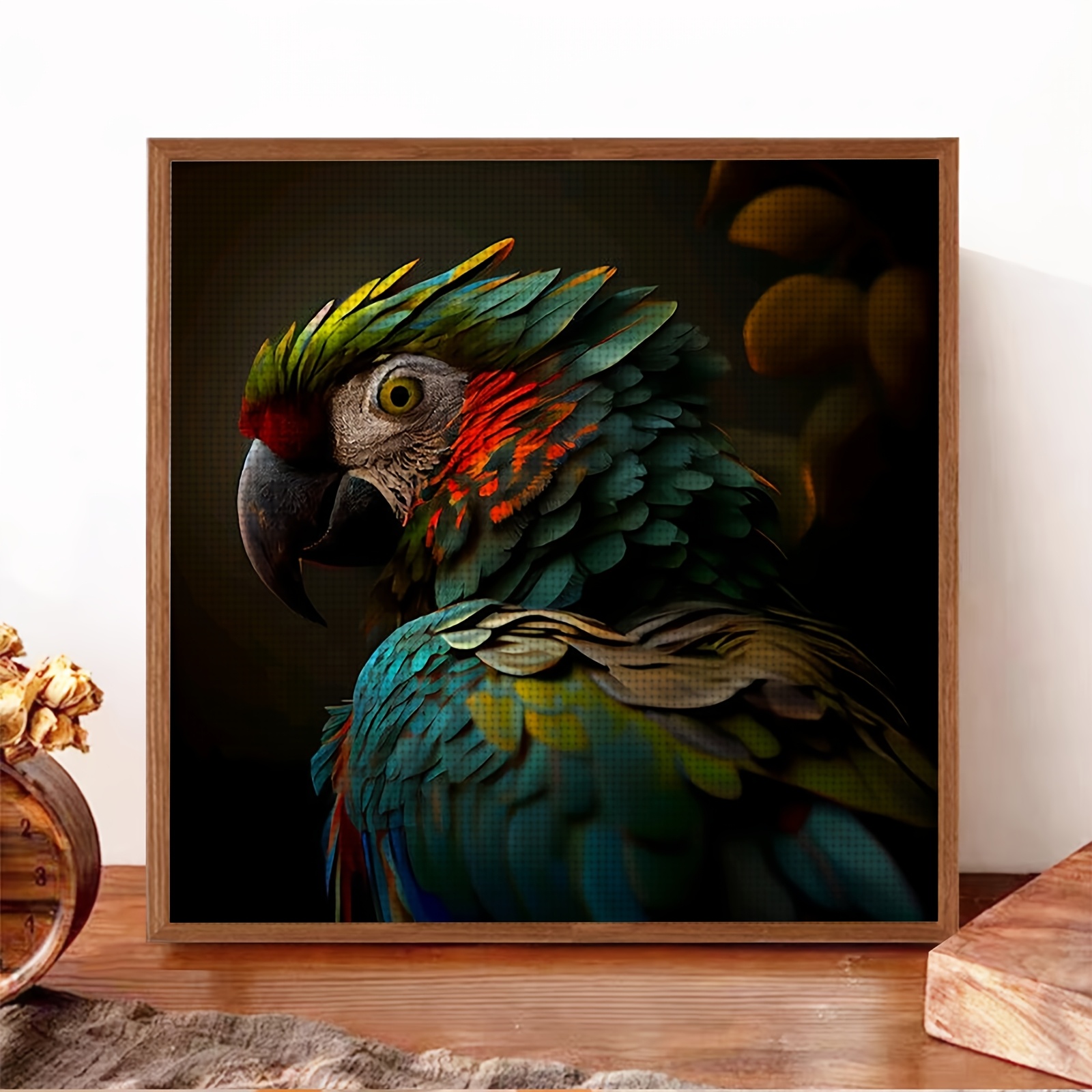 Complete DIY Frameless 11CT Cross Stitch Kit, Vibrant Parrot Design