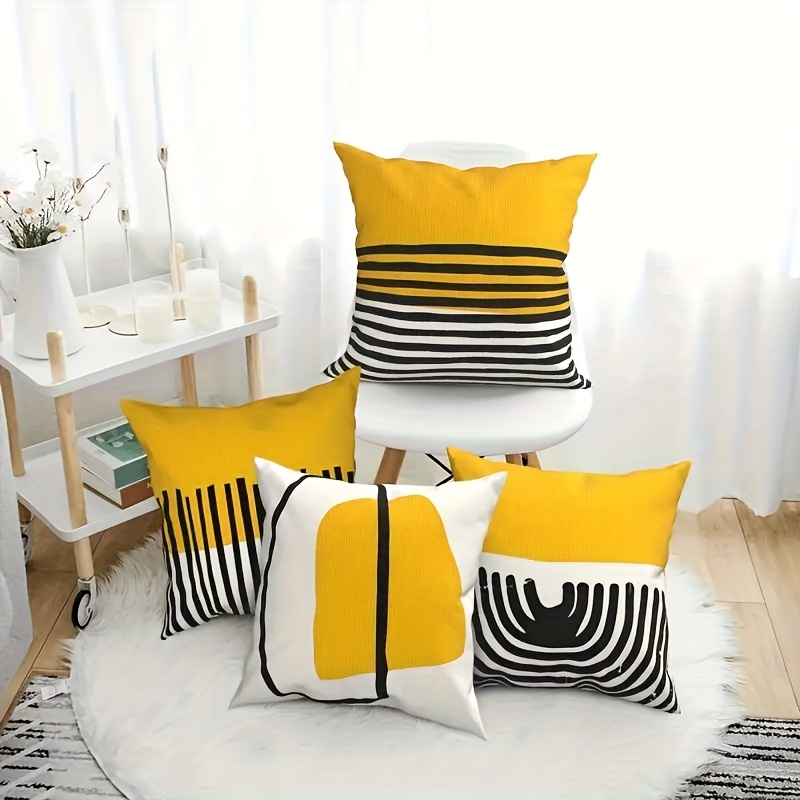 TEMU Juego de 4 fundas de almohada con abstracto moderno , y , para decoración de sofá de , de almohada para cabecera de cama de dormitorio,