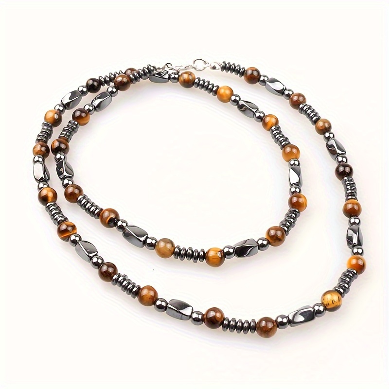 

Men's Natural Stone Tiger's Eye Beads Necklace
