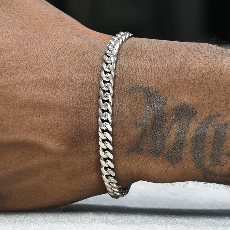 E-shop Modisches Herren Cuban Chain Armband - Herrenarmband - 7mm 304 Edelstahl Armband - Minimalistisches Herrenarmband - Vielseitiges Herren