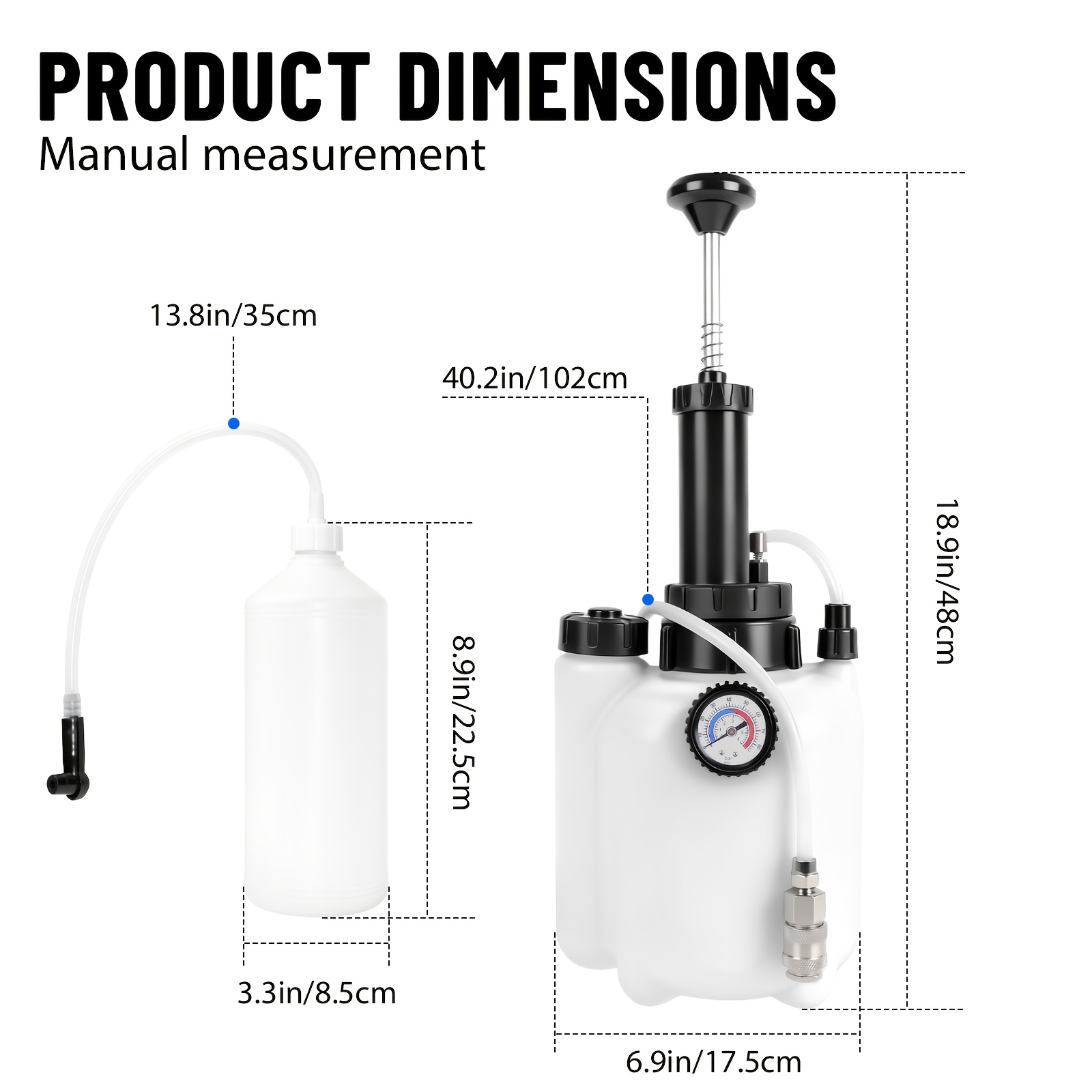 Image of Brake Bleeding 3l Brake Bleeder Kit, Manual Brake Fluid Pressure Bleeder With 1l Brake Fluid Extractor, Brake Fluid Change Tool For Most Automobiles Abs Systems