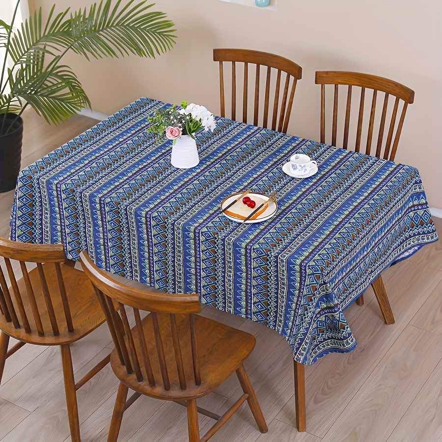 1pc of bohemian style party tablecloth blue rectangular table cover christmas tablecloth dust proof table cover elegant long vanity tablecloth rectangular vanity scarf tablecloth home kitchen decoration easter tablecloth festive tablecloth holiday decoration atmosphere party tablecloth