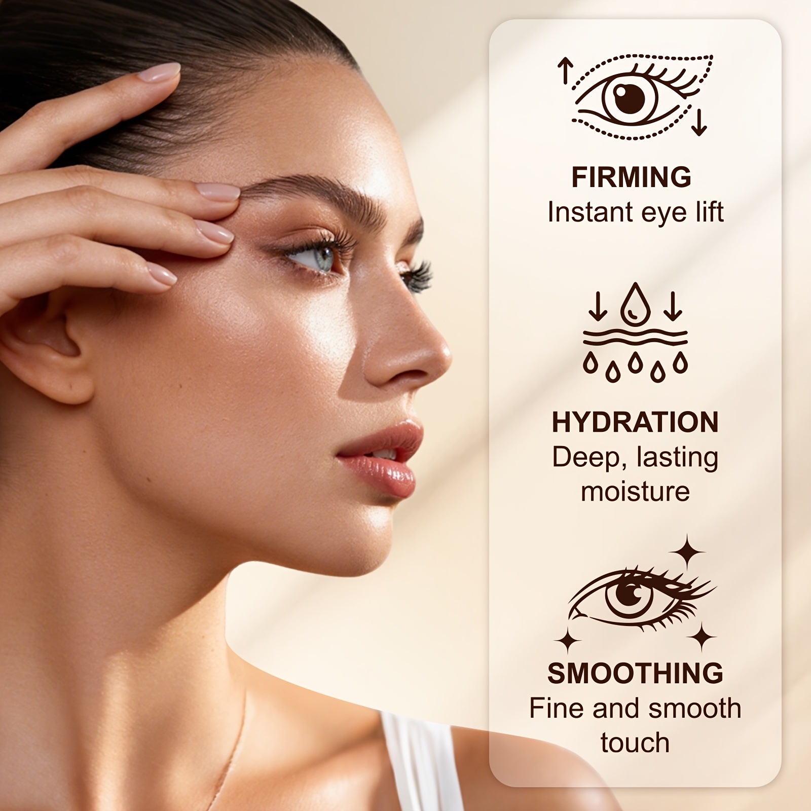 Această cremă de ochi instantă pentru fermitate 10-în-1 conține retinol, colagen și cafeină, oferind hidratare și iluminând tenul, în timp ce netezește liniile fine din jurul ochilor, revigorând strălucirea tenului - un bej deschis, hidratare zilnică pentru îngrijirea ochilor.