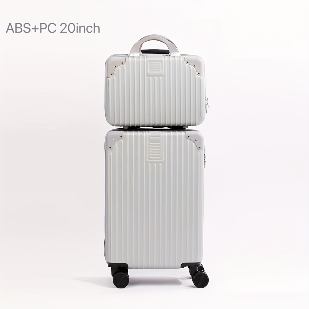 2pc travel big and small suitcase set with large capacity and password lock for travel vacation holiday daily use 20 inch trolley suitcase ideal choice for gifts 4