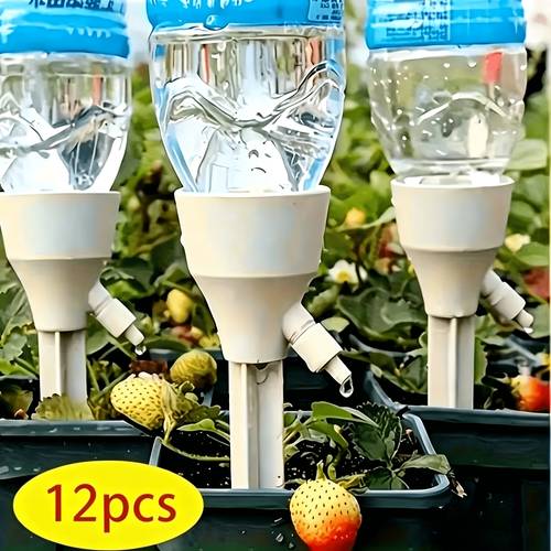 12pcs automatic plant watering drip irrigation system adjustable flow self watering sprinkler with control no punching bottle compatible self watering system suitable for indoor outdoor potted plants gardens indoor green plant irrigation