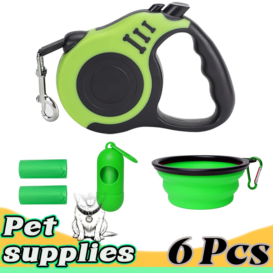 A 6pcs Pet Travel Kit Including a Pet Cleaning Set, a 5M/16.4Ft Retractable Dog Leash for Easy Control, a Dog Waste Collection Kit, Poop Bags, a Dispenser, And a Convenient Dog Bowl, Suitable for Outdoor Walks, Travel, And Hiking - Image 9
