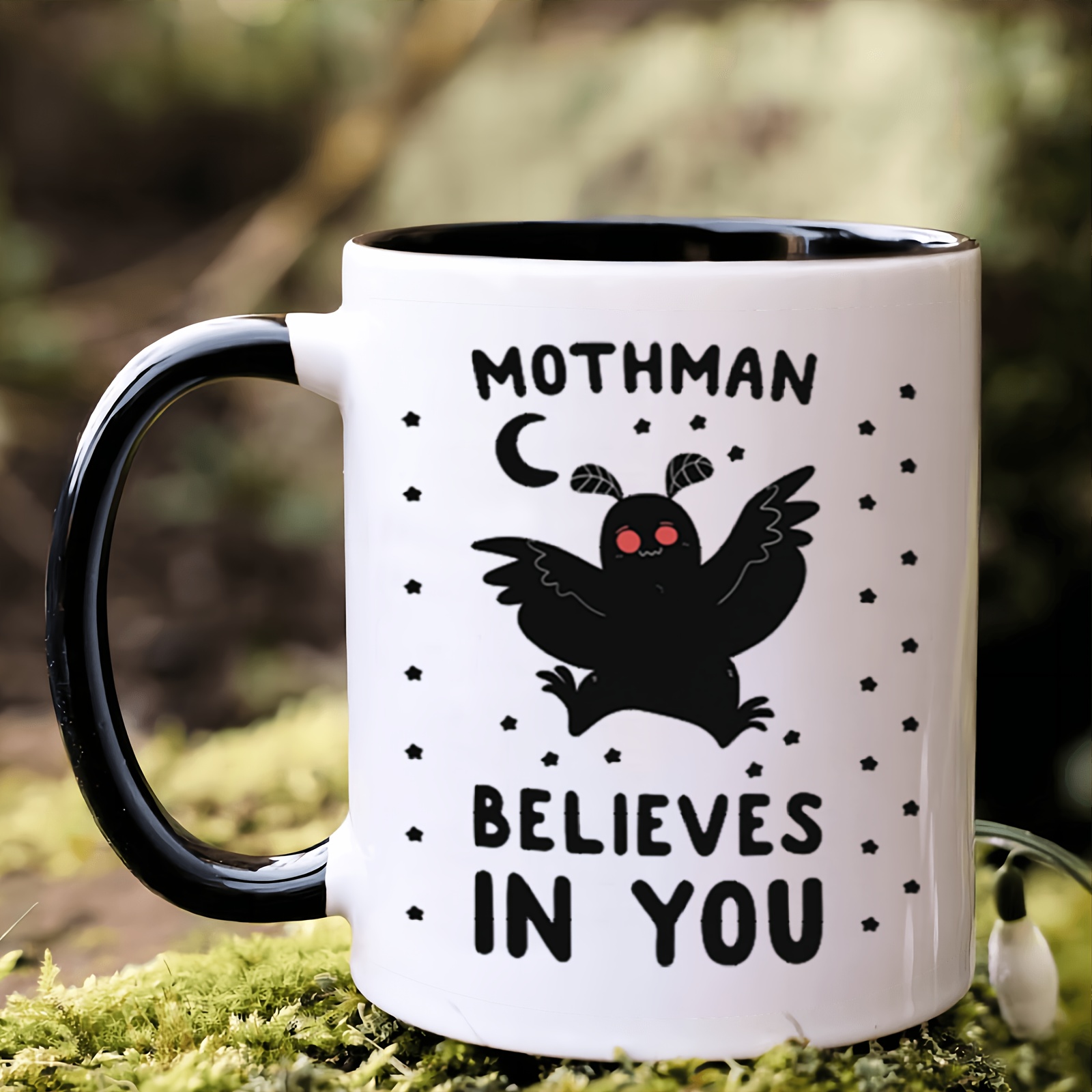 

1pc, 3a Grade, Mothman Believes In You Coffee Mug, Funny Coffee Mugs , Unique Coffee Mugs For Cryptid Lovers, Double-sided Print Ceramic Coffee Cups, Unique Gifts For Her Him Wife Husband