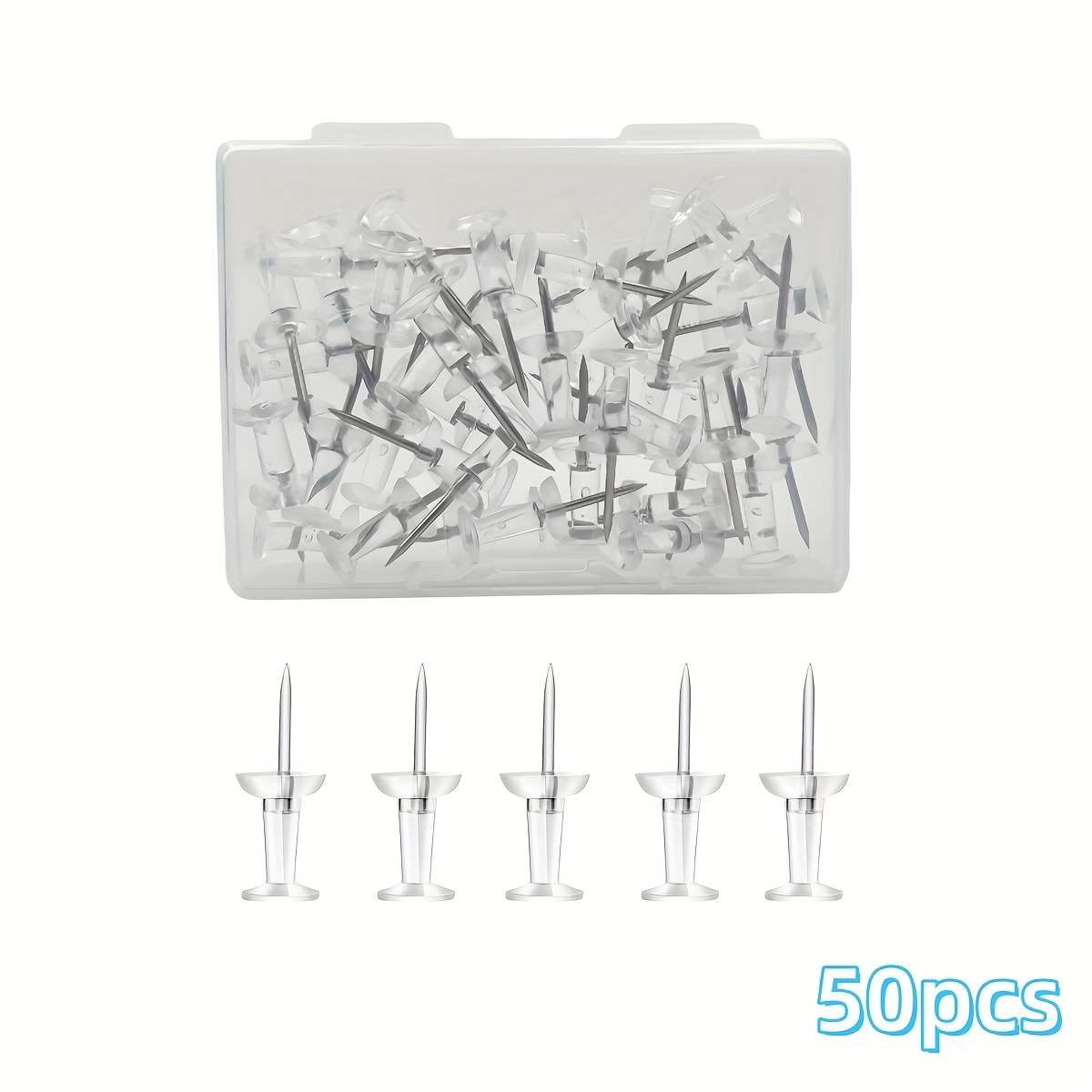 Image of 50/200/400pcs Transparent Push Pins, Small I-beam Pins, Clear Diy Craft Pins For Art, Cork Board Pins, Photo Wall Pins, Suitable For School, Home, And Office Use, 23mm