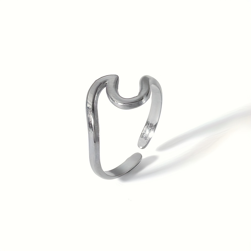 TEMU Anello singolo elegante a forma di , anello in stile boh矇mien realizzato in acciaio inossidabile, in oro 18 e resistente al , caratterizzato da