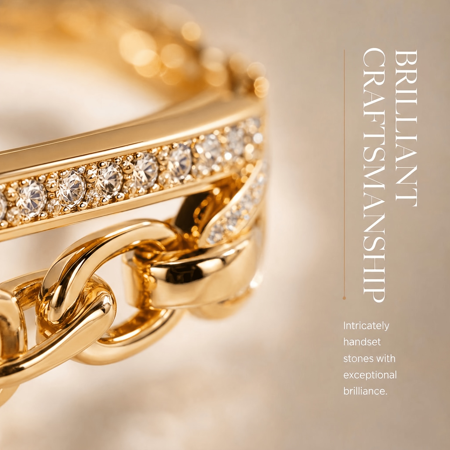 Hollow-out S-link Chain Spliced Zirconia Golden Bracelet