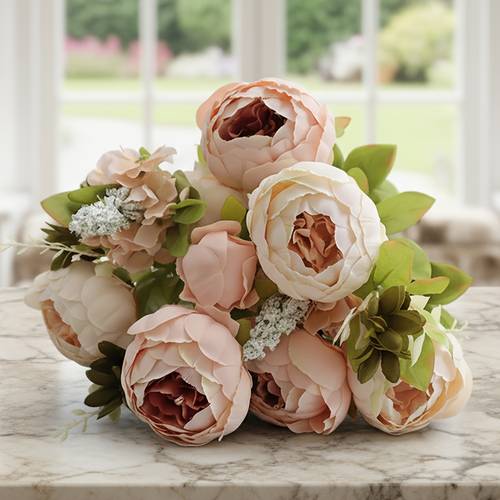 1 bouquet handheld lifelike peonies high quality faux flowers for weddings table centerpieces no maintenance polyester material