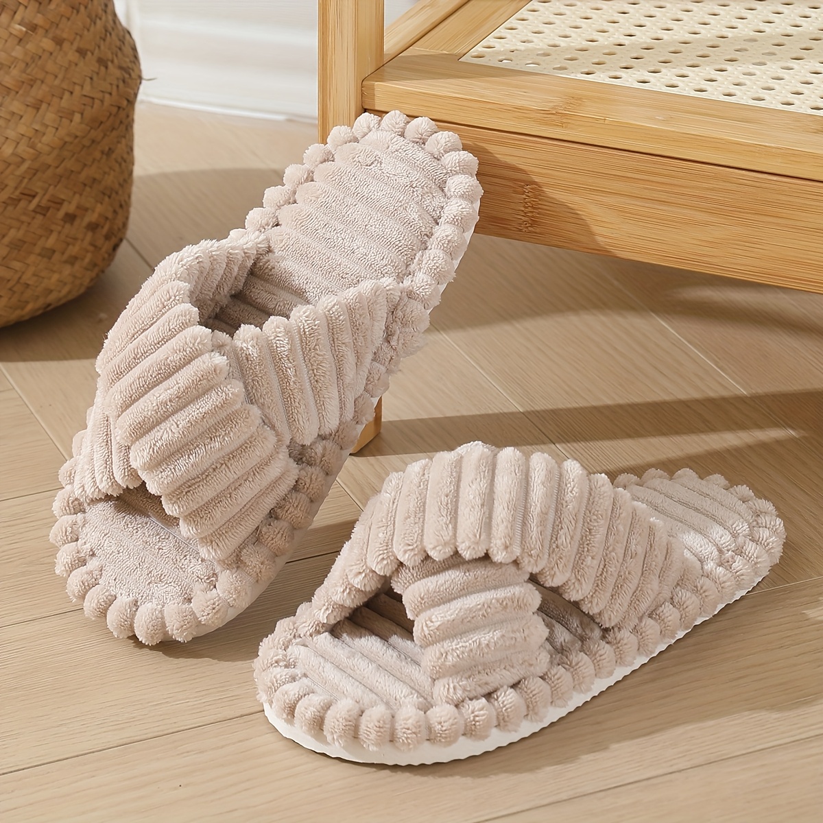 TEMU Herren- und Damen-Plüsch-Schlupf-Schuhe im Paar-Style, elegante Home-Slipper für Herbst und Winter, -Plüsch-Innenschuhe, Damenschuhe