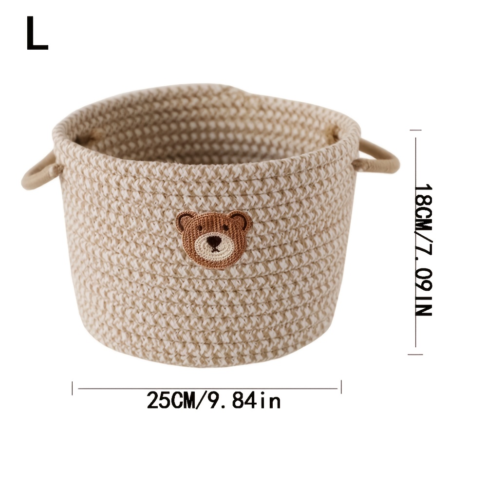 TEMU Un cesto portaoggetti con design a orso, dotato di manici. Questo cesto intrecciato 癡 per organizzare oggetti in soggiorno o camera da letto,