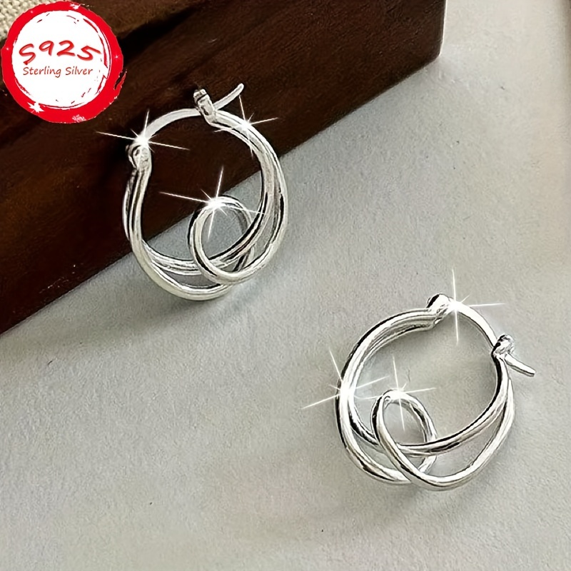 

S925 Silvery Knotting Line Ear Female Japanese And Korean Personality Winding Earrings Are Not Easy To Send Girlfriend Personality Earrings