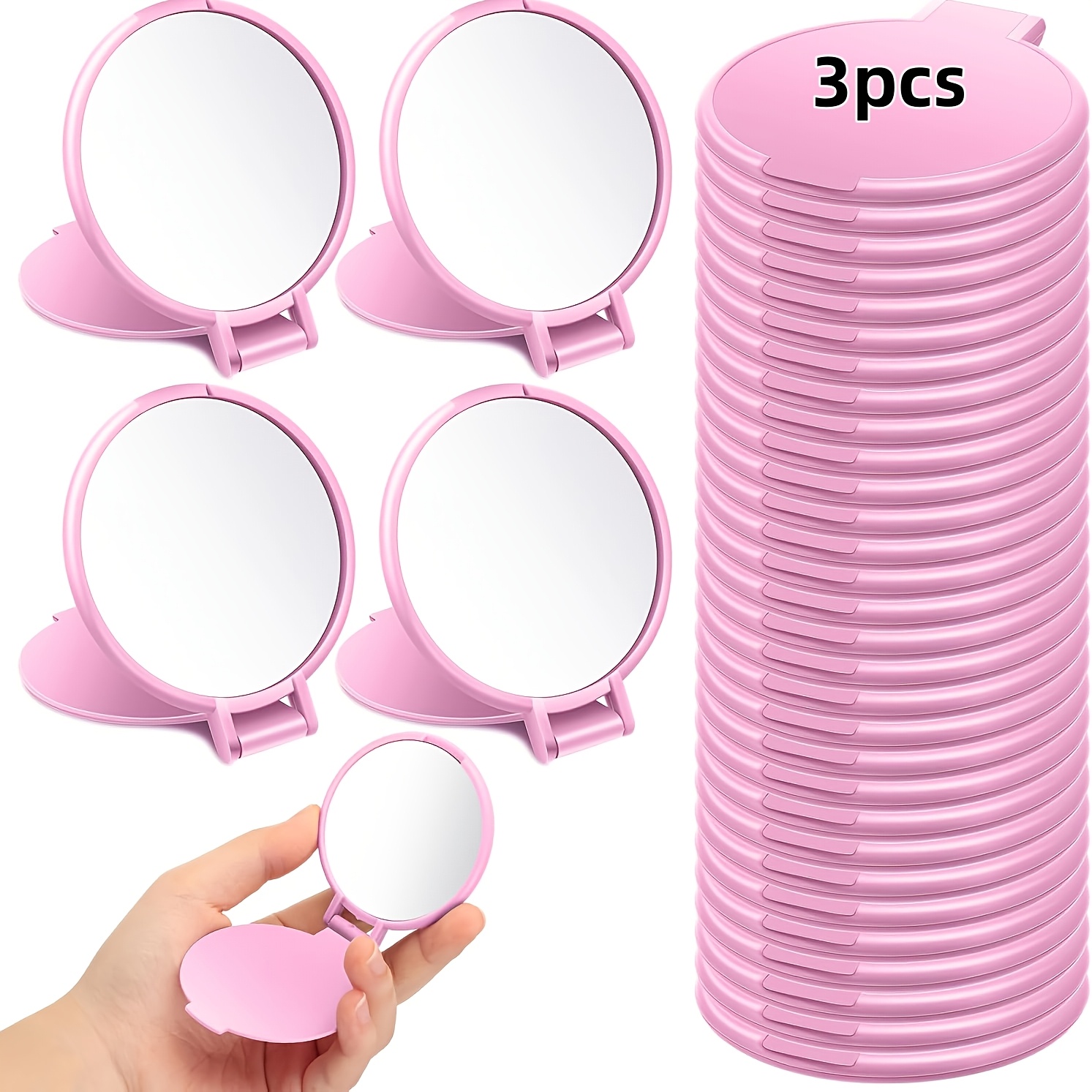 TEMU 3 pezzi di mini specchietti da trucco rotondi portatili, ideali per l'uso delle donne, come regalo per , specchietto da viaggio