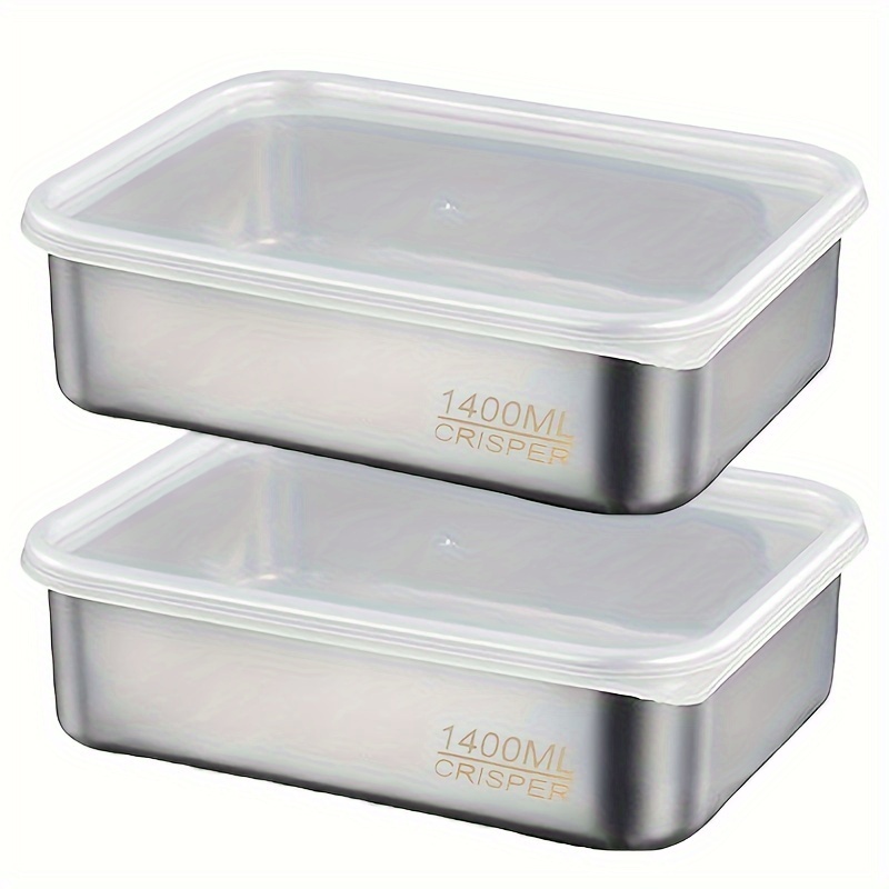 

2-piece/3-piece Stainless Steel Lunch Boxes - 1400ml, Leakproof & Reusable Food Storage Containers With Flip-top Lids For School, Office, Camping & Picnics
