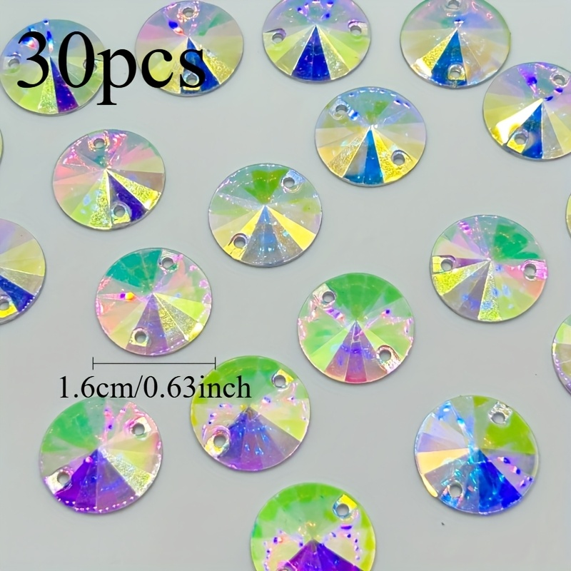 TEMU 30/80/100 stuks Levendige Acryl Strass Stickers, 0.63In/0.39In/0.31In - Puntige Ronde Platte Achterkant En 2-Gats - Perfect voor Trouwjurken,