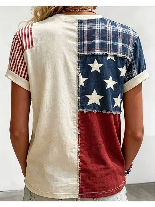 printed design not texture womens t shirt ladies floral print tee usa flag top casual streetwear womens clothing summer t shirt fashion apparel